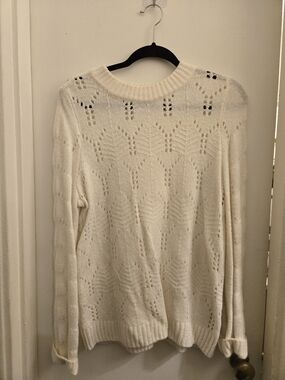GAP Cream Openwork Crew Neck Sweater